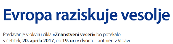 dr. Marcos Bavdaž: Evropa raziskuje vesolje