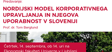dr. Tom Berglund: Nordijski model korporativnega upravljanja in njegova uporabnost v Sloveniji