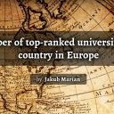 Number of top-ranked universities by country in Europe